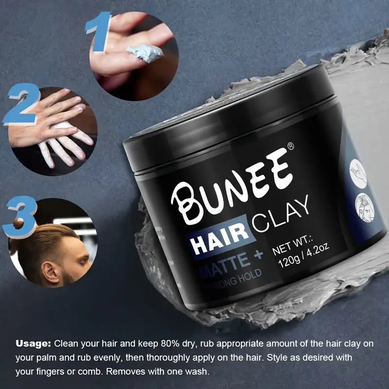 Hair Clay Men's Hair Styling Wax Matte Hair Mud Long Lasting Strong Hold Hair Texturing Shaping Wax Natural Fluffiness Hair Mud