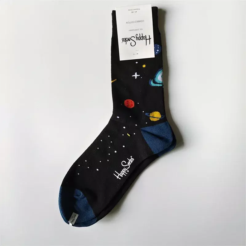 Happy Socks moda uomo calzini di cotone caldo divertente spazio universo Hip Hop calzini Casual spessi