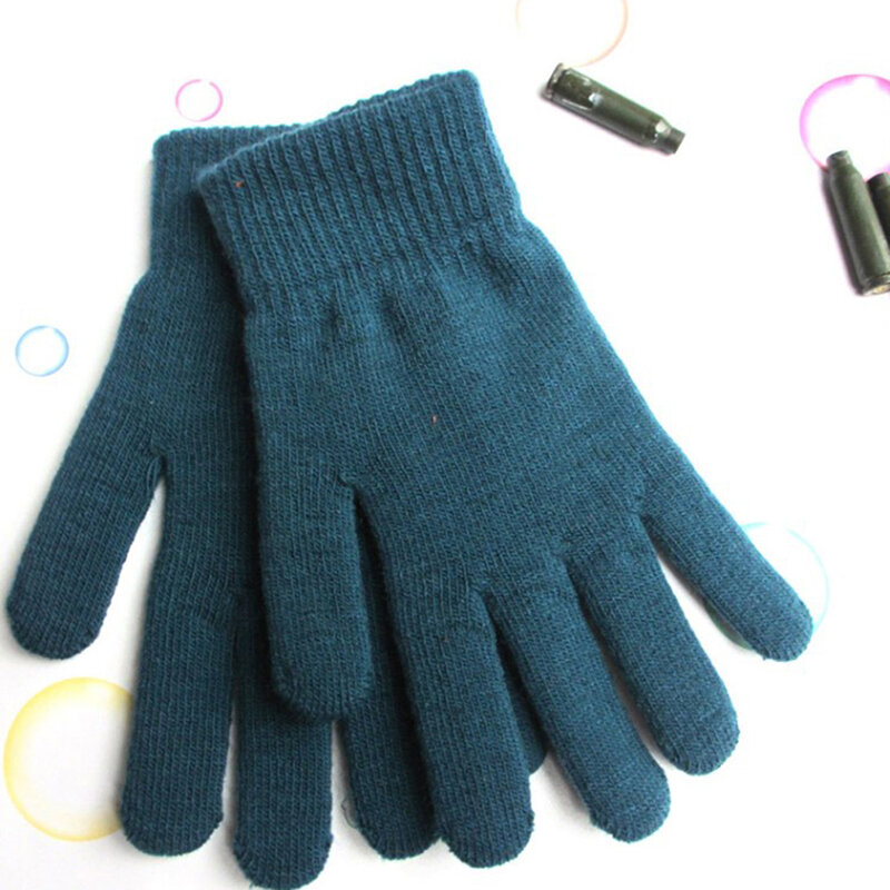 New Winter Men Women Cashmere Knitted Gloves Autumn Hand Warmer Thicken Lining Full Fingered Mittens Skiing Short Wrist Gloves