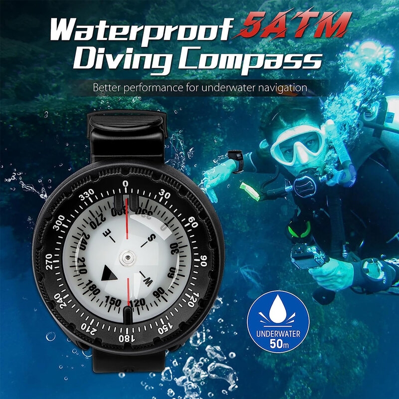 Digital Underwater 50m Diving Compass Professional Waterproof Navigator Digital Scuba orologio bilanciato luminoso per il nuoto