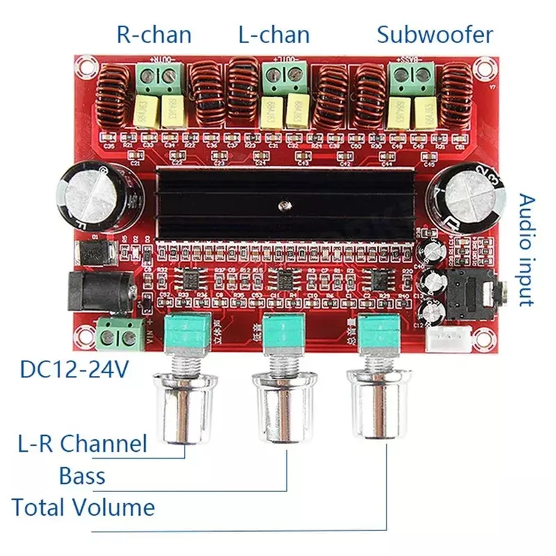디지털 서브우퍼 파워 앰프 보드 모듈 XH-M139, TPA3116D2 채널 2.1, 12V-24V, 2*50W + 100W