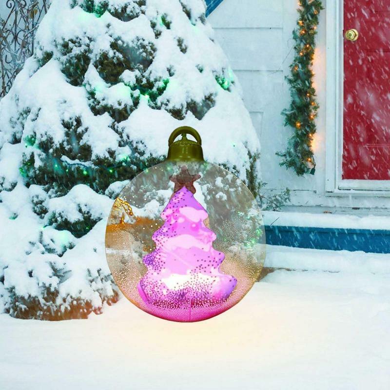 PVC Inflatable Christmas Balls Oversized Light Up Festival Decorated Ball 24 Inch Large Festive Gift Ball For Holiday Yard Lawn