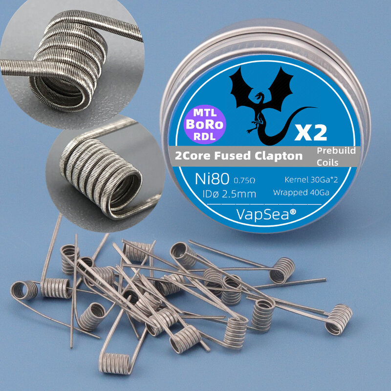 MTL/BoRo/RDL/AIO/GTX/PNP 2.5mm Aperture Flat twisted Wire Ni80/KA1/SS316L Spiral Abrasive Fused Clapton Heating Resistance Coil