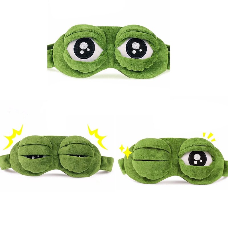 Masque de sommeil grenouille 3D, couverture oculaire en peluche, dessin animé, pour les yeux, voyage, Relax, cadeau, patchs mignons, 1 pièce