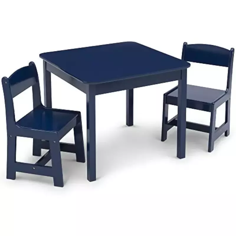 Детский деревянный стол и Набор стульев (2 стула в комплекте)-идеально подходит для декоративно-прикладного искусства, закусок, домашнего chooling, темно-синий