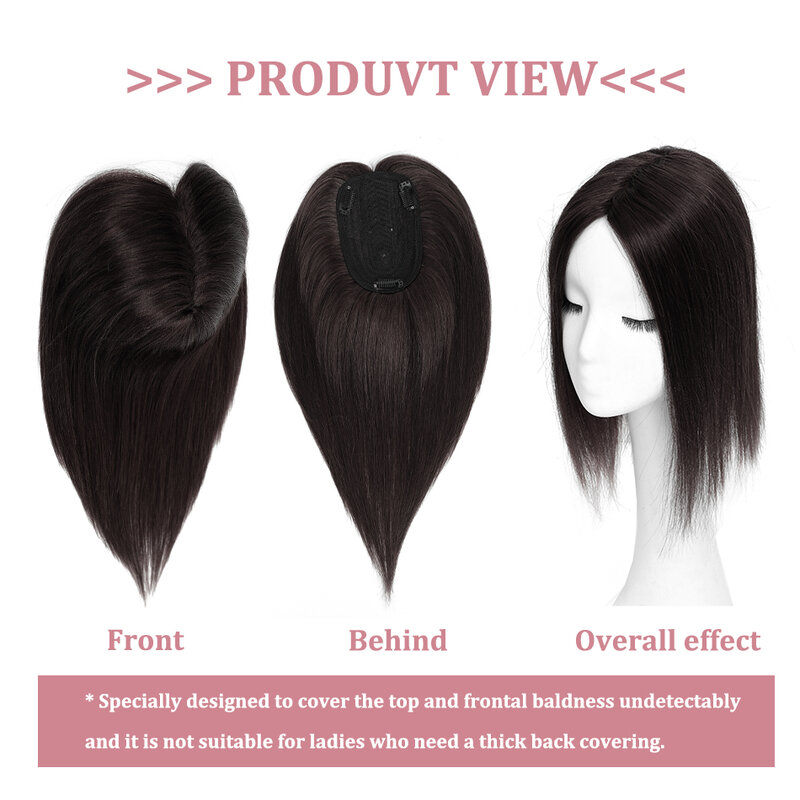 7x10cm rambut Toppers lurus Natural hitam Hairpiece Brazil 100% rambut manusia asli untuk wanita klip dalam ekstensi rambut 10 ''-18''
