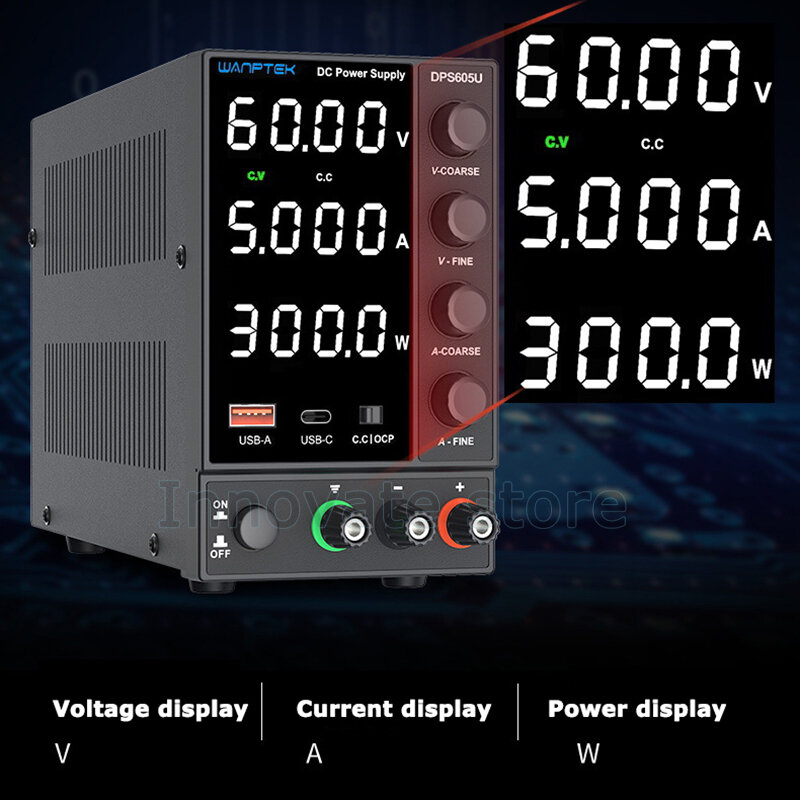 WANPTEK DPS305U DPS3010U DPS605U LED 4 비트 디지털 디스플레이 조정 가능한 미니 전원 공급 장치, AC 115V, 230V, 50Hz, 60Hz