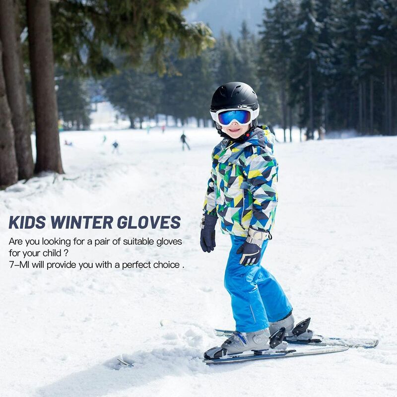 ถุงมือหนากันลื่นสำหรับเด็กเล่นสกีกันลมกันน้ำหิมะสโนว์บอร์ดถุงมือเล่นสกีแขนยาว