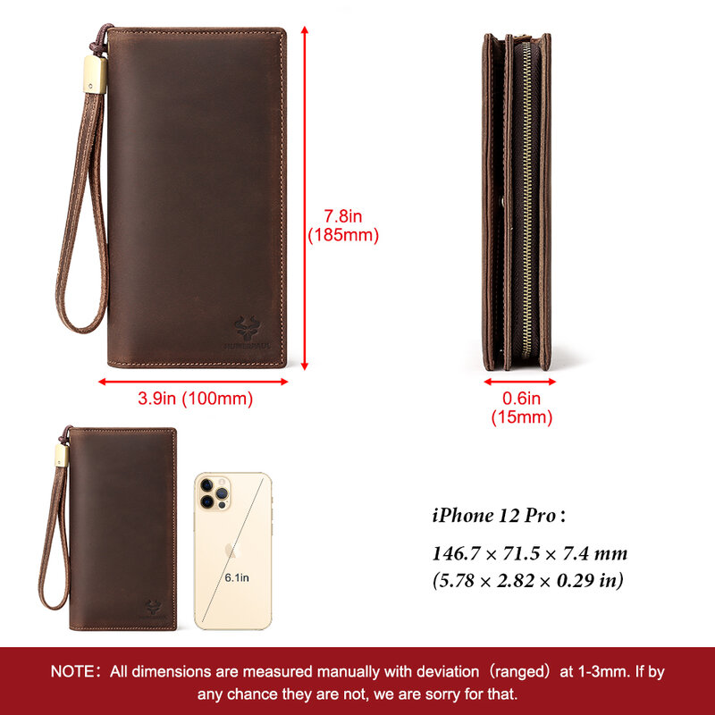 HUMERPAUL – portefeuilles en cuir véritable pour hommes, pochette longue à fentes multiples RFID, porte-carte Anti-scan, sacs de rangement de grande capacité