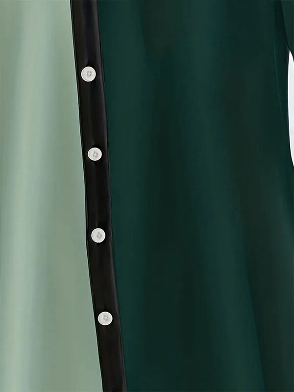 Blusa de manga corta para mujer, camisa elegante con estampado verde, Tops de temperamento 5XL, primavera y otoño, 2024