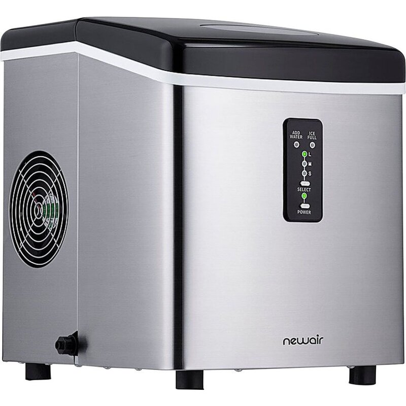Ice Machine, Factory Refurbished 12" 28-lb Portable Ice Maker - 3 Ice Sizes - Stainless Steel