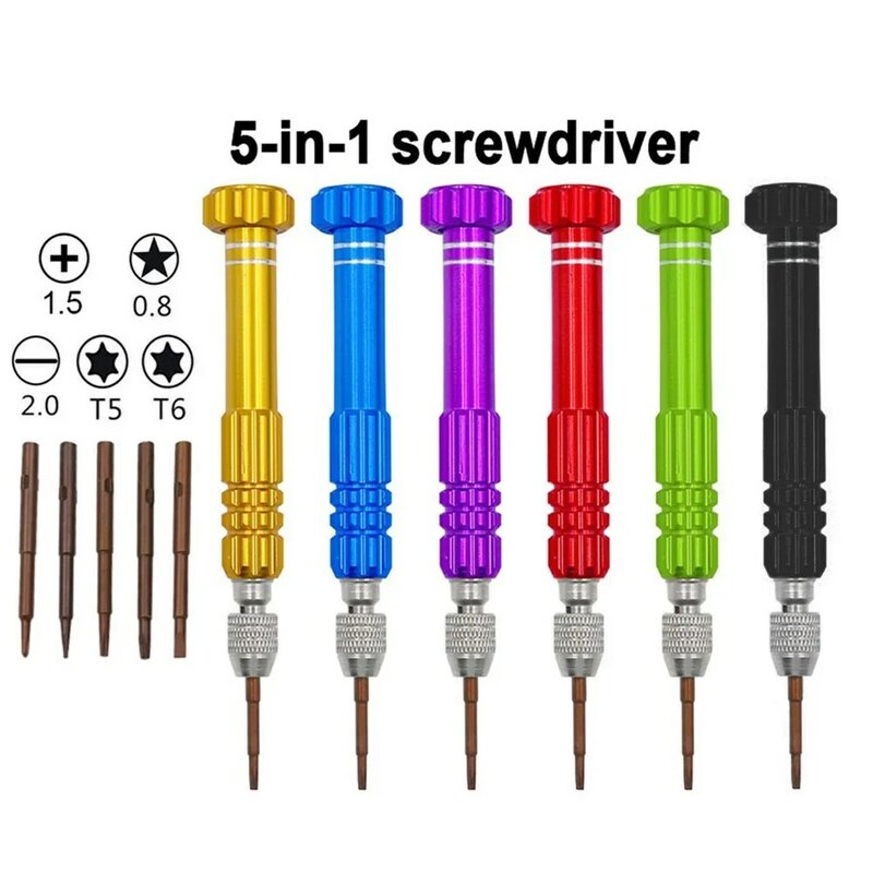 Multifunctional 5 In 1 Screwdriver Set Disassembly Screwdriver Slotted Cross Plum Blossom Computer Glasses Clock Maintenance