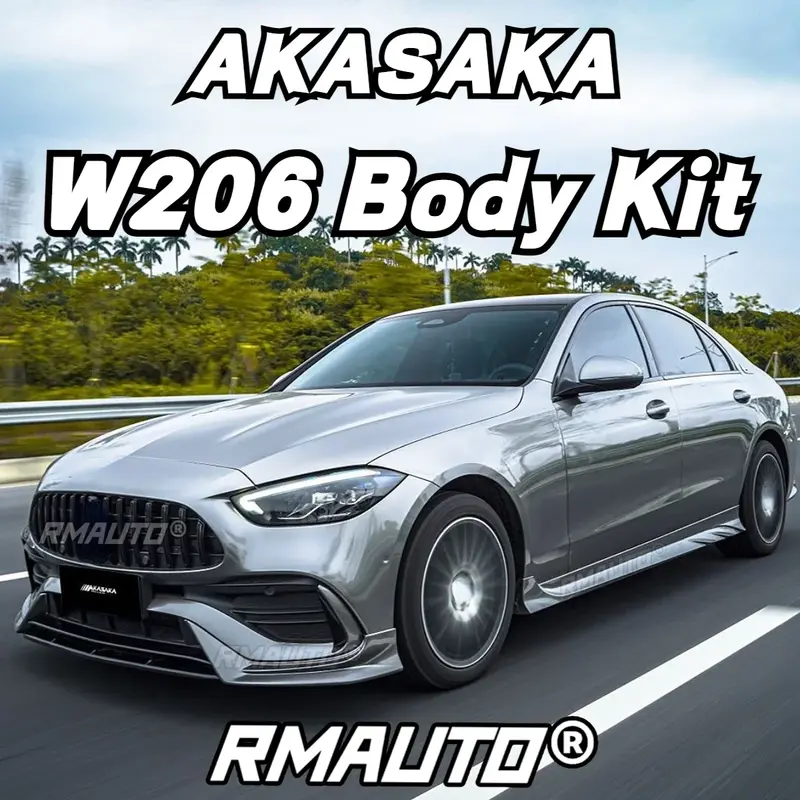 Kit de carrocería AKASAKA W206, parachoques delantero, divisor de labios, falda lateral trasera, parrilla de carreras para Mercedes Benz Clase C W206 2022-2023