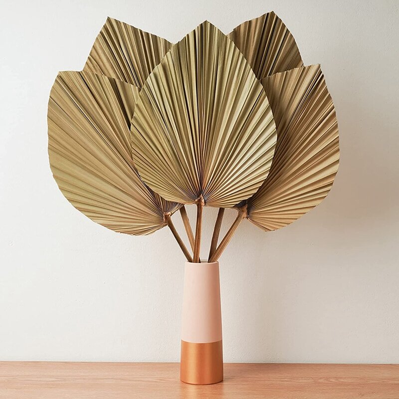 Dried Palm Leaves Room Decor 5 Pieces - 18Inch H X 10Inch W Large Natural Palm Leaf Decor For A Beautiful Boho Look