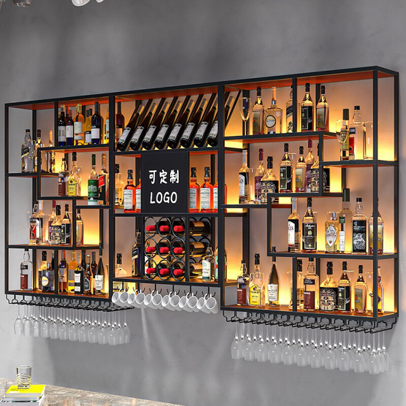 Display Lagerung Weins chränke moderne Wand montiert einzigartige Cocktail Weins chränke Schnaps Metall Crema lheira de Vinho Club Möbel
