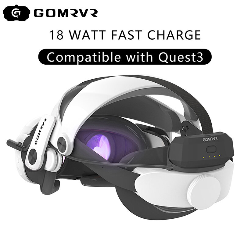 GOMRVR tali kepala baterai isi daya cepat untuk Meta Quest 3 tali kepala elit tali kepala alternatif untuk ocular Quest 3 Aksesori