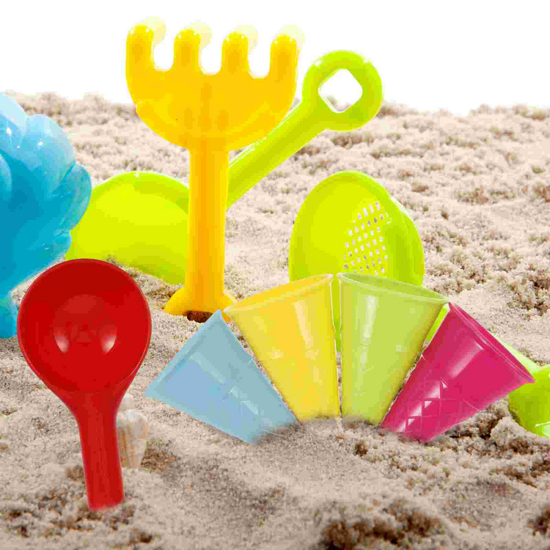 Brinquedos de sorvete de areia para crianças, Brinquedo de praia, Colher, Cone Mold Set, Cones Plásticos Moldes, Pretend Sandbox Playset, Cup Castle, Jogar, Verão