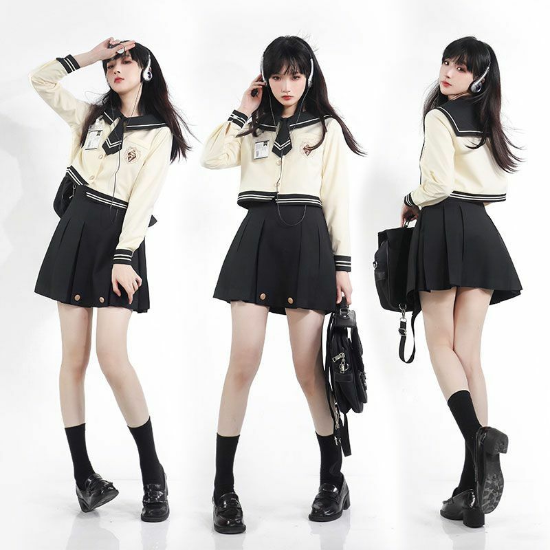 Conjunto de vestido escolar feminino, saia escolar, conjunto JK melhorado diariamente, estilo universitário coreano e japonês, uniforme JK, moda outono e inverno