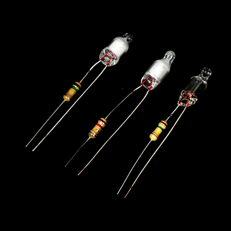抵抗付きネオンライト電球,220v,赤,青,緑,4x10mm, 5x13mm, 10個