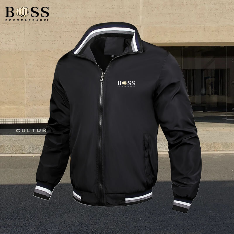 BSS Осень/Зима мужская повседневная куртка на молнии с воротником-стойкой уличная спортивная куртка Мужская ветрозащитная куртка