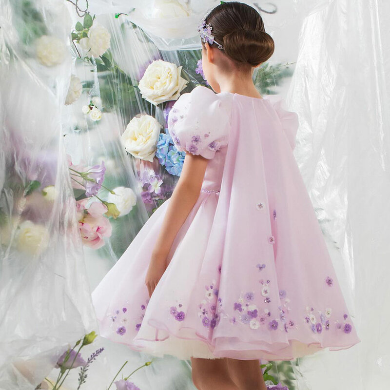 Jill Wish-vestido árabe com capa, vestido de luxo feminino, rosa, vestido de baile infantil, princesa, casamento, aniversário, festa de comunhão, 2024, J355