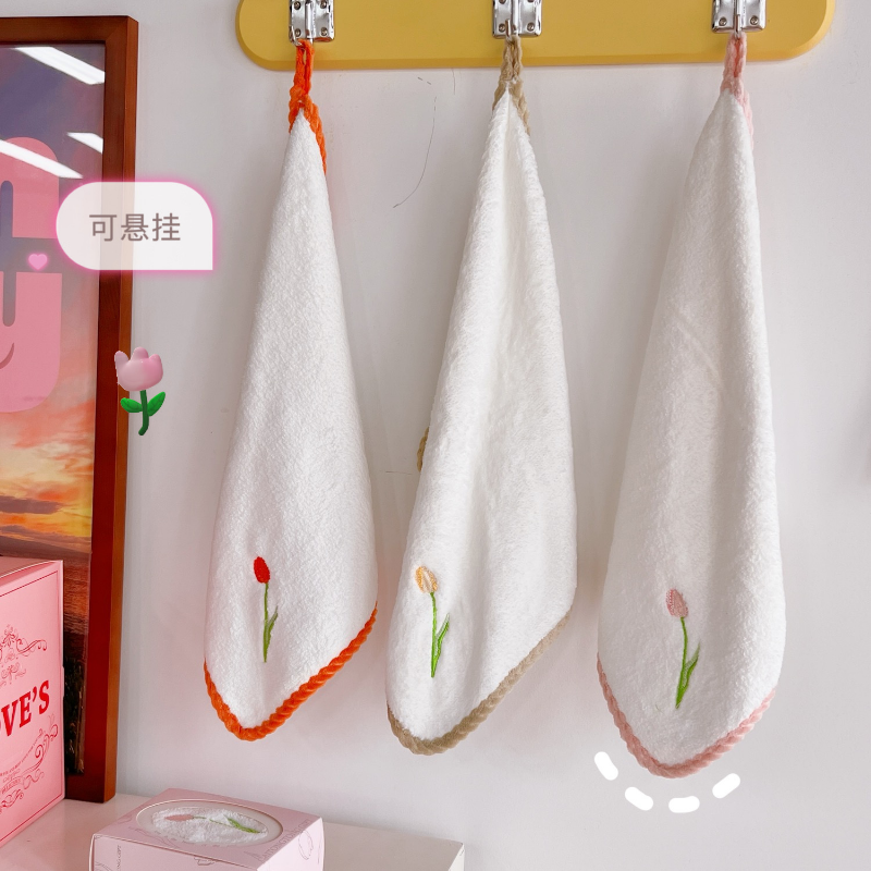 Tulip hand towel Children Hand Towels hanging kitchen thickening absorbent quick dry towel bathroom cartoon cute wipe Low Price