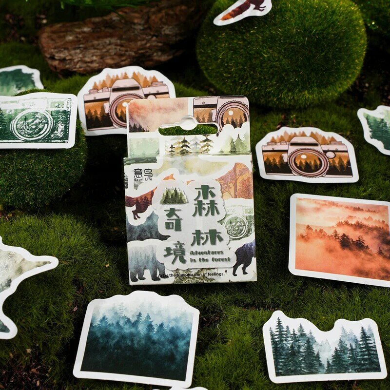 Stiker label dekorasi album foto, penanda seri hutan Wonderland 12 Pak/LOT