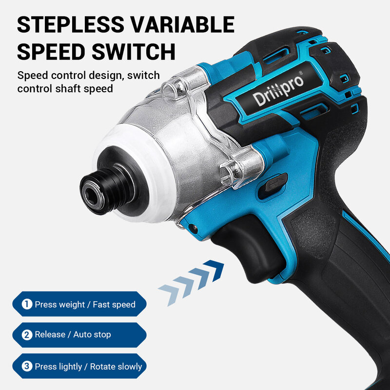 Drillpro Brushless Cordless Electric Screwdriver Power Tool Drill Driver 1/4 inch Compatible For Makita 18V Battery(Tool Only)