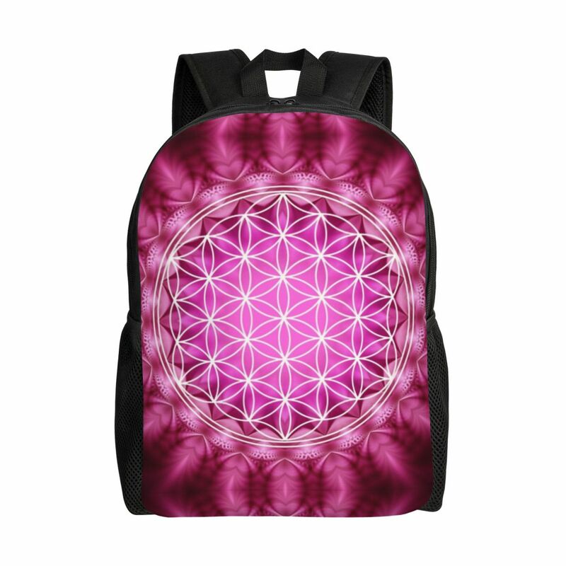 Flower Of Life In Lotus Mandala Backpacks for Men Women College Students Bookbag Fits Laptop Buddhism Large Capacity Backpack