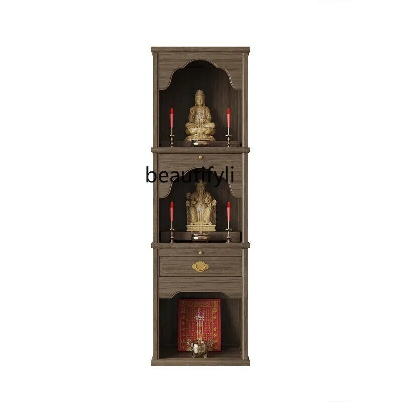 Buddha Cabinet Solid Wood Three-Layer Buddha Shrine Household Prayer Altar Table Cabinet Guanyin Ancestor Landlord Altar Altar