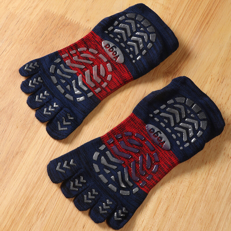 Men Full Toe Yoga Socks Silicone Non-slip Grip Pilates Five Toe Low-ankle Toeless Sock Wholesale Cotton Breathable 5 toe socks