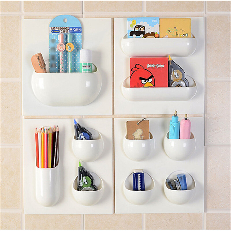 Seamless strong adhesive hanging storage rack for kitchen and bathroom supplies storage