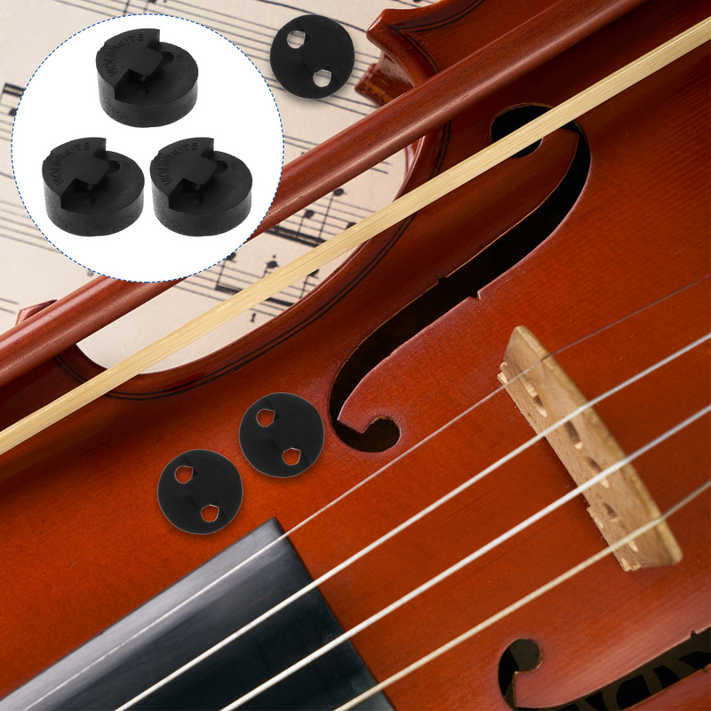 Violino de borracha mudo redondo, estilo Tourte para viola pequena, 3 peças