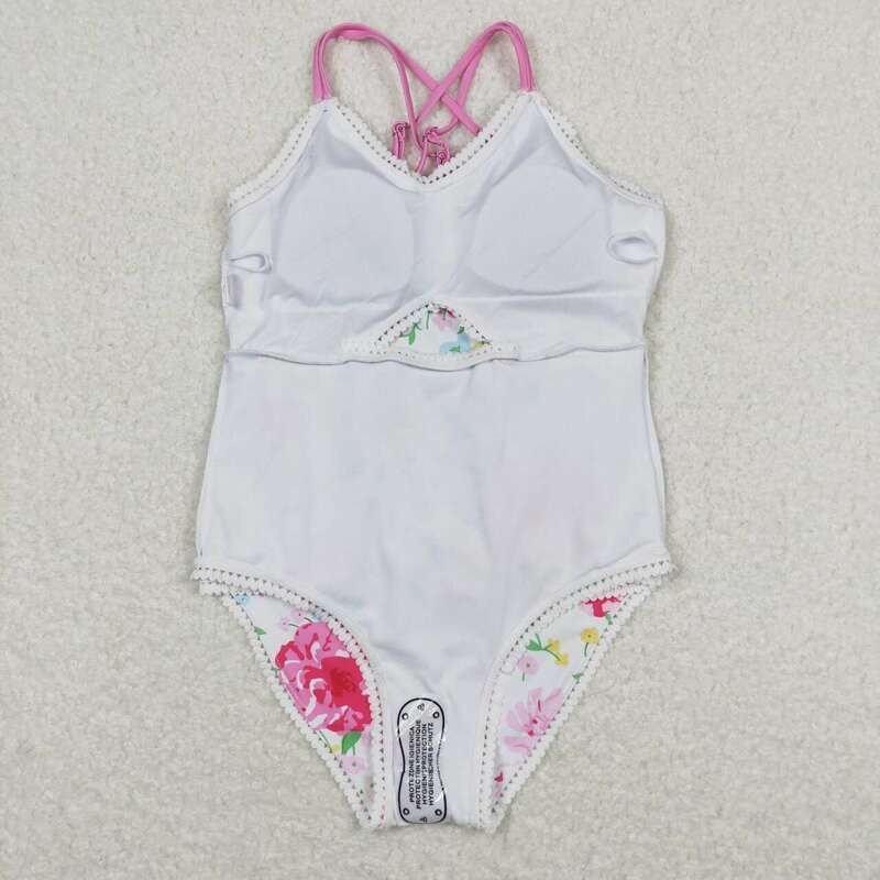 Wholesal Children Toddler Summer Inner July 4th Ruffle Swimwear Infant Swimsuit Baby Girl One Piece Sleeveless Swimming Suit