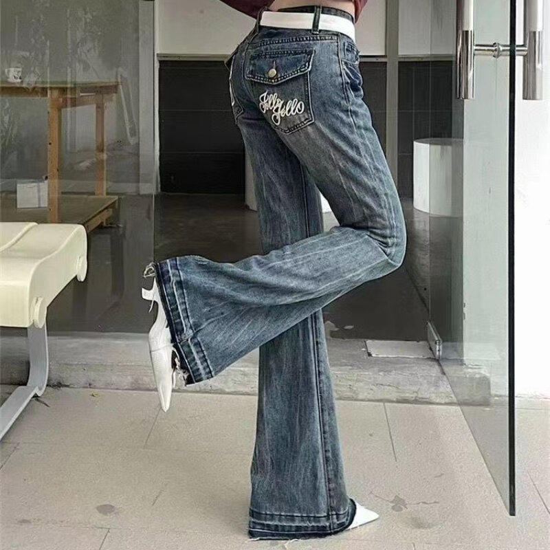 American High Street Kim möglich niedrige Taille Jeans weibliche Retro y2k neue schlanke lässige Joker gerade Micro Bell Bottoms im Sommer