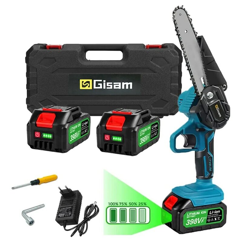 Gisam Battery Electric Chainsaw 6Inch Rechargeable Woodworking Saw Handheld Pruning Logging Saw Garden Power Tool for Makita 18V