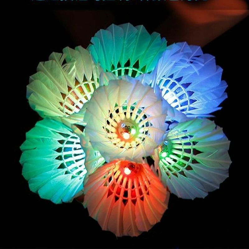 Feather Ball Badminton Outdoor Sports Accessories Dark Night Lighting Colorful LED Badminton Foam Head Luminous Shuttlecock