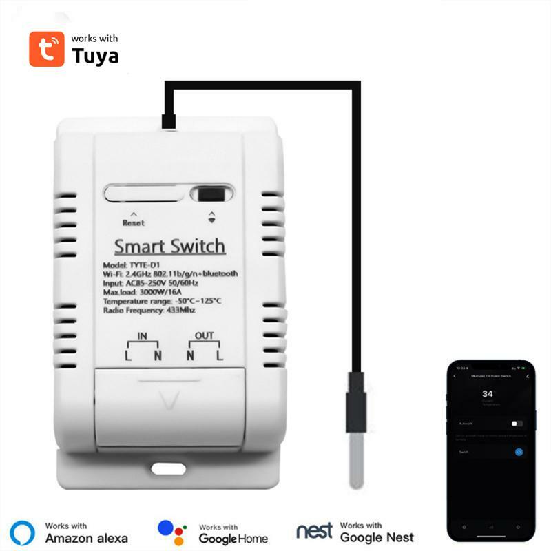 Tuya Smart Temperature Switch 16A 3000W With Energy Consumption Monitoring RF433 Intelligent Thermostat For Google Home Alexa