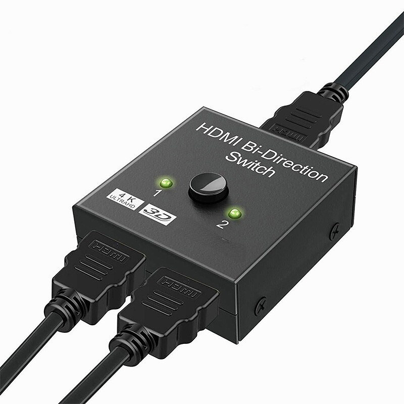 Divisor compatible con HDMI 4K, conmutador KVM bidireccional 1x2/2x1, salida 2 en 1 para PS4/3 TV Box, adaptador de conmutador