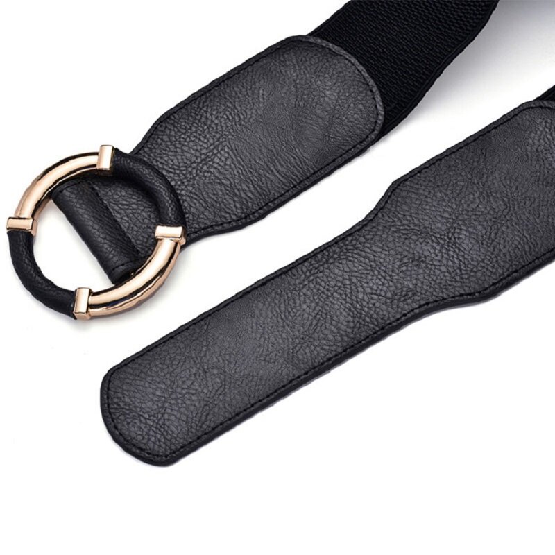 Ceinture élastique large pour femme, Corset, Taille, EnvironTrend, Cercle doré, Ceinture, Haute qualité, Commandée, Noir, DT072