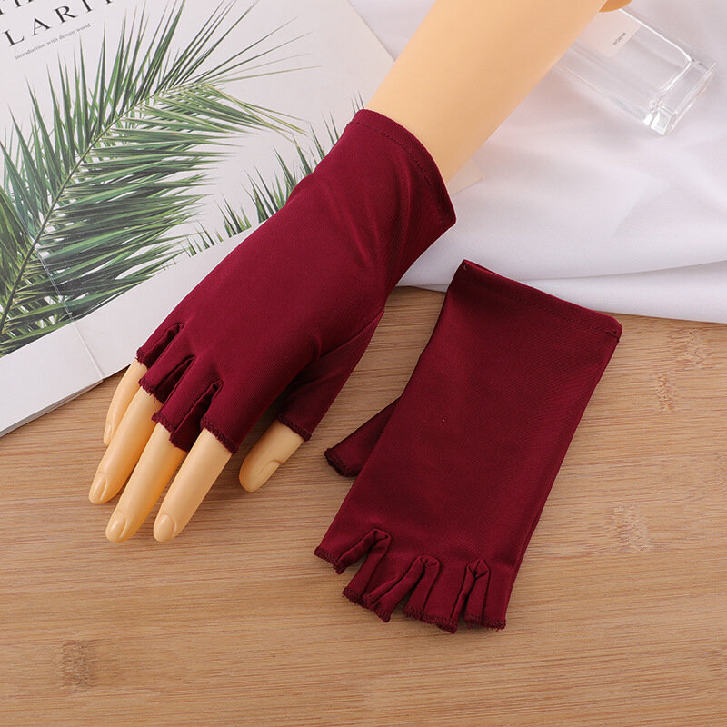Protector solar fino para mujer, guantes de medio Dedo de licra, elásticos y transpirables, de secado rápido