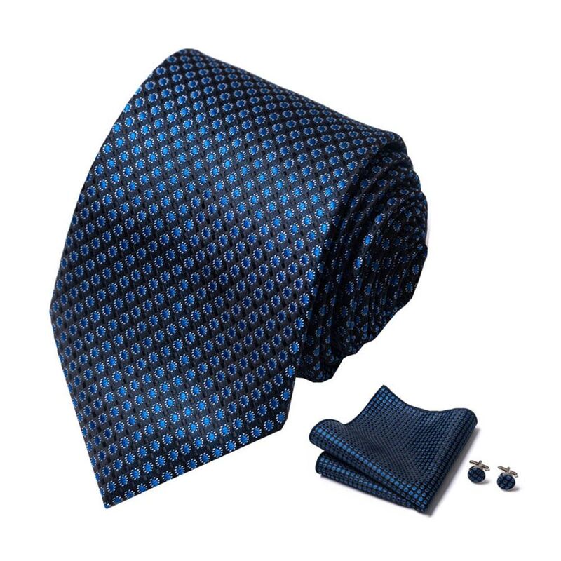 Classic Cravat Shirt Accessories Polyester Silk Business Pocket Squares Newest Design Cufflink Set Wedding
