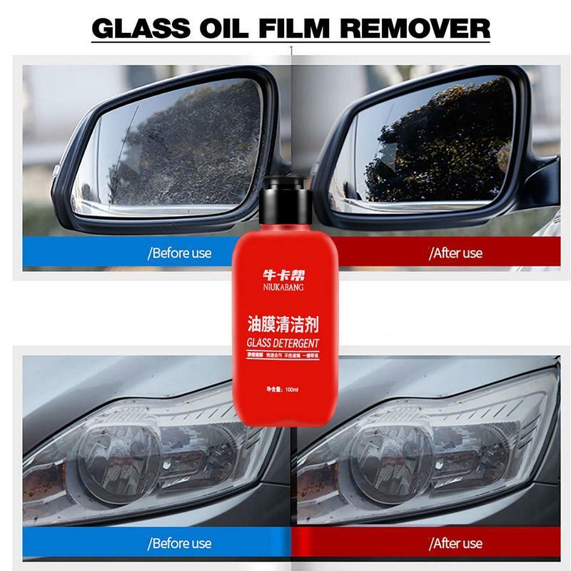 Limpiador de película de aceite para parabrisas de coche, removedor de aceite de esmalte de vidrio automático, agente de limpieza de manchas de agua suave, gota de agua de pájaro, 100ML