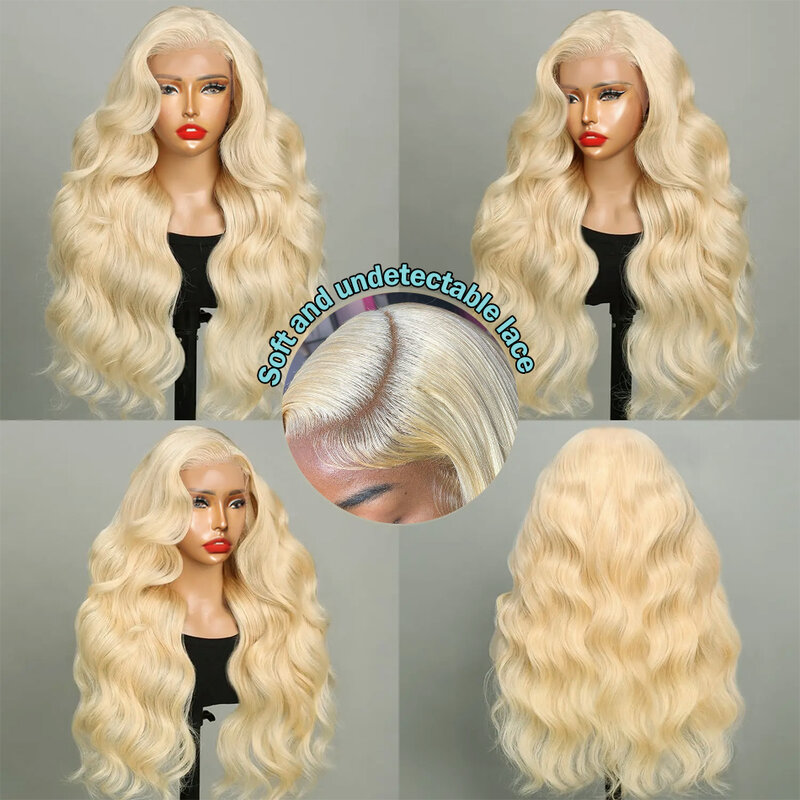 Perruque Lace Front Wig Body Wave Naturelle, Cheveux Humains, Blond Miel 250%, 13x6, 13x4, 30 32 Pouces, 613, pour Femme