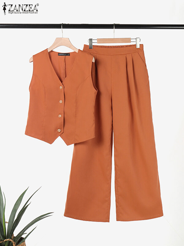 2023 ZANZEA Casual Holiday Suit senza maniche con scollo a v canotte pantaloncini donna Casual Solid Matching set Vintage OL tute da lavoro