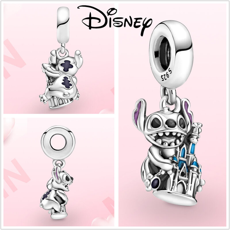 Kolekcja Disney Stitch Lilo Silver charms na 925 oryginalne bransoletki koraliki Pandora damska biżuteria bransoletka charms prezenty