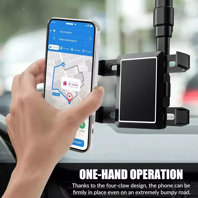 Rear View Mirror Phone Holder, Rotatable and Retractable, Universal Mount, Cell Car Fit for iPhone 11 12 13 14 Pro Max All Phone