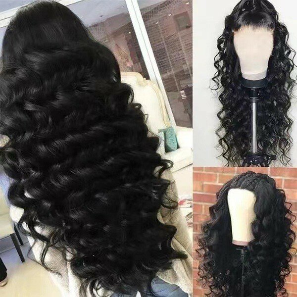 Lace Front Wig for Women Ombre Black Parted Long Deep Wavy Hair Afro Wig Human Hair Lace Frontal Wigs