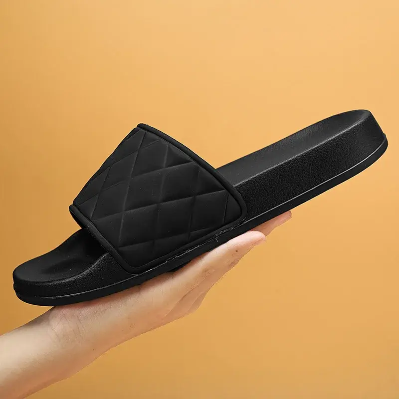 남성용 블랙 슬리퍼, 쪼리 2024 여름 해변 슬라이드, 패션 야외 캐주얼 남자 샌들, 두꺼운 밑창 미끄럼 방지 Zapatos