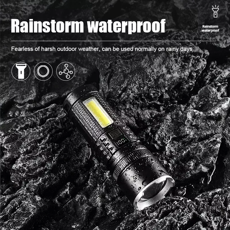 White Laser Telescopic Zoom Flashlight USB Rechargeable Powerful FLSTAR FIRE Torch Digital Display Lantern Outdoor Camping Lamp